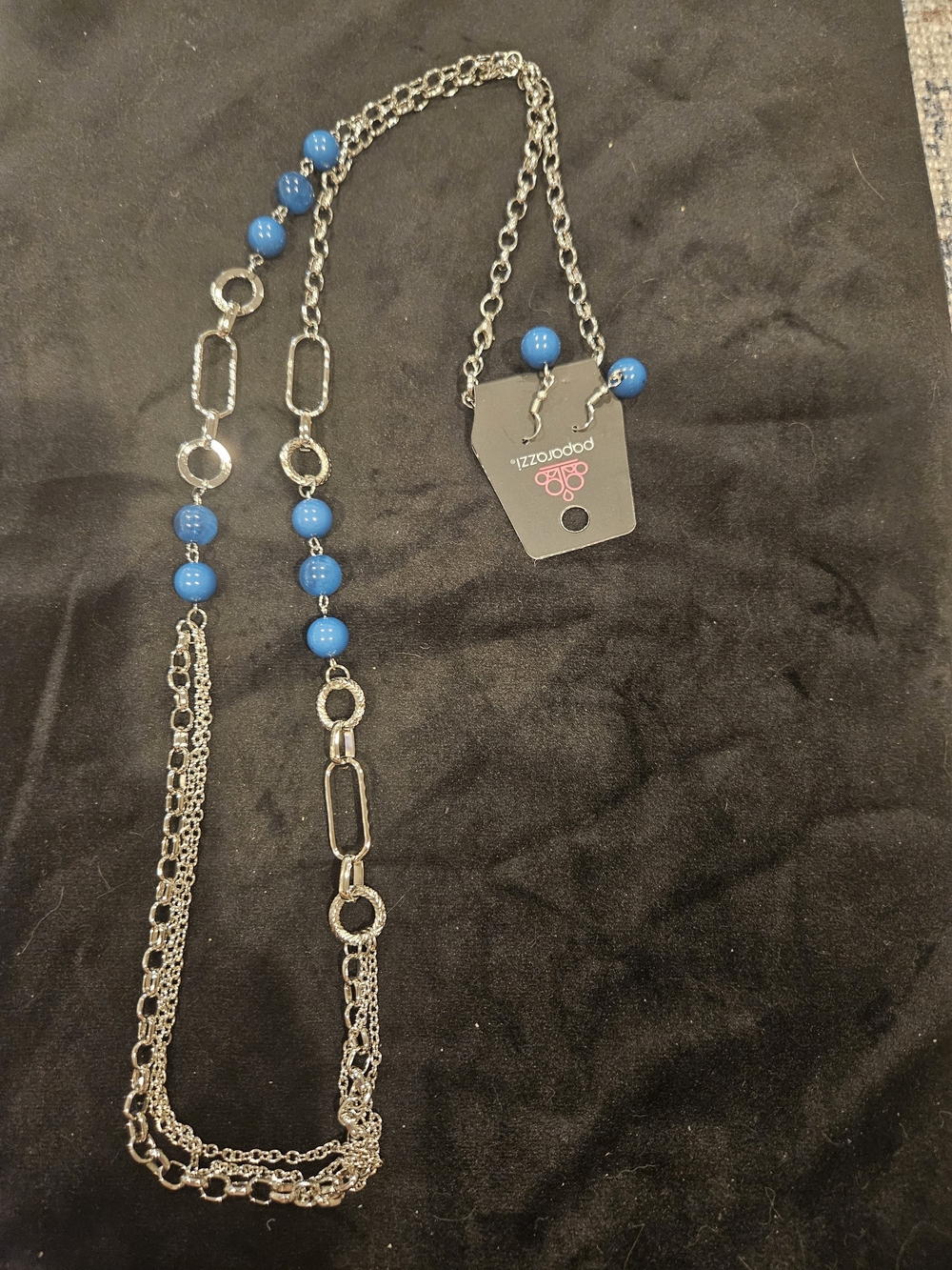 Paparazzi Blue Beaded Multi-Chain Necklace - Silver